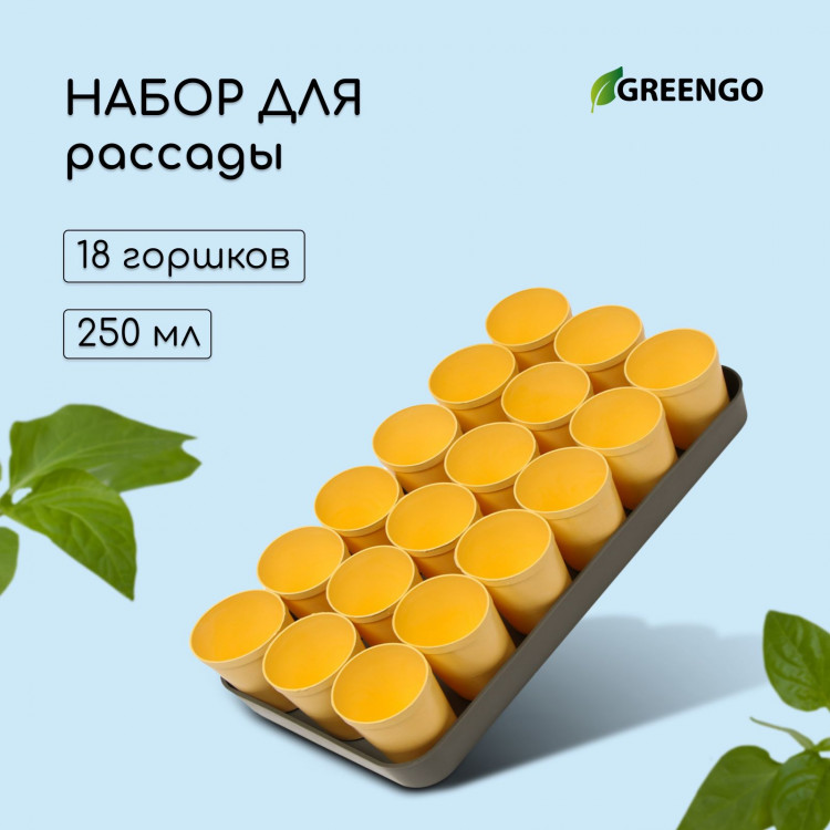 Набор для рассады: 18 стаканов (250 мл.) и поддон (40х20 см) 