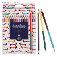 Карандаши цветные 36 цветов 18 штук Twincolor Happy, МИКС