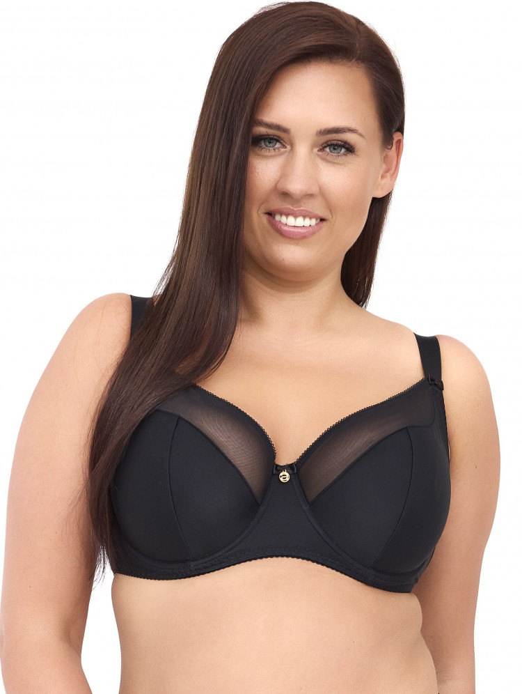 Бюстгальтер на косточках с чашками plus size из микрофибры и сетки 