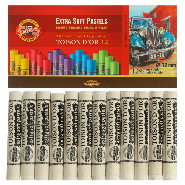 Набор пастели сухой Koh-I-Noor TOISON D`OR EXTRA SOFT 8550, титановый белый, 12 штук в наборе 
