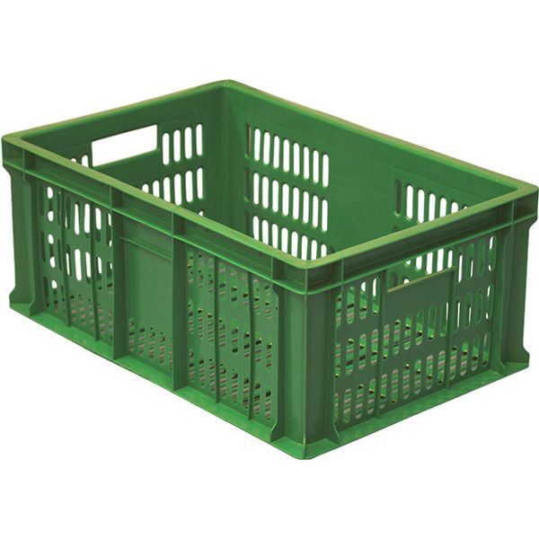 Ящик для продуктов перфорированный;полиэтилен;46л;,H=25,L=60,B=40см;зелен. 