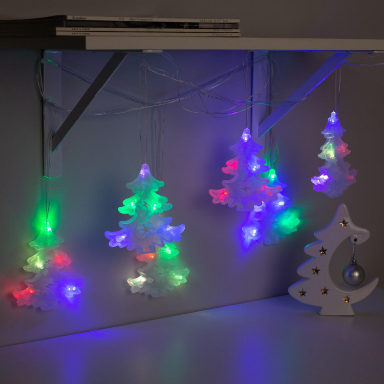 Гирлянда «Нить» 2 м с насадками «Ёлка матовая», IP20, прозрачная нить, 30 LED, свечение мульти (RG/RB), мигание, 220 В 