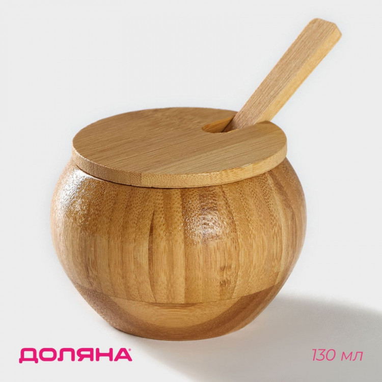 Сахарница «Полосы», 130 мл, 8,5×7 см, с ложкой 