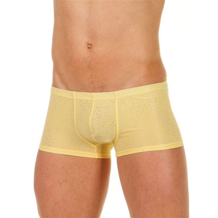 Мужские трусы-хипсы из ткани с текстурой змеиной чешуи Snake Yellow Boxer 