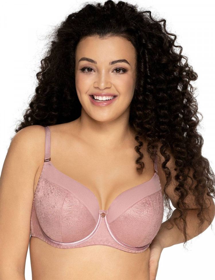 Бюстгальтер с чашками plus size из жаккардовой ткани на тонком поролоне 