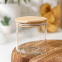 Стеклянная банка для сыпучих продуктов с бамбуковой крышкой «Эко» (550 мл.)