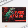 Подарочный набор блокнот-раскраска, трафарет, цветные мелки, линейка  T-REX ATTACK 
