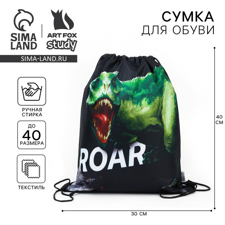 Мешок для обуви «1 сентября: ROAR!» полиэстер, размер 30 х 40 см 