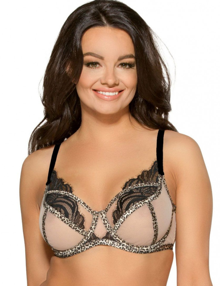 Бюстгальтер с леопардовой отделкой мягких чашек 