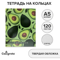 Тетрадь на кольцах A5 120 листов в клетку Calligrata  Авокадо , обложка 7БЦ, без вырубки под кольца, блок офсет