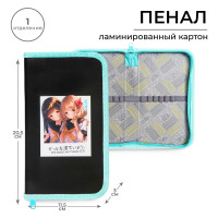 Пенал 1 секция 115 х 205 х 30 мм, Calligrata  Аниме снимок , ламинированный картон