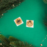 Новый год. Наклейки новогодние в рулоне  Christmas , 500 шт, 2,5 х 2,5 см.