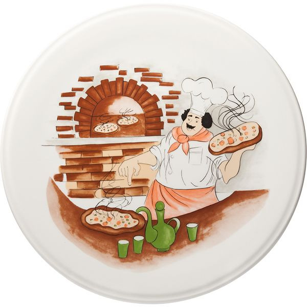 Блюдо для пиццы «Барилла» с рисунком;фарфор;D=27,H=2см;белый,роспись 