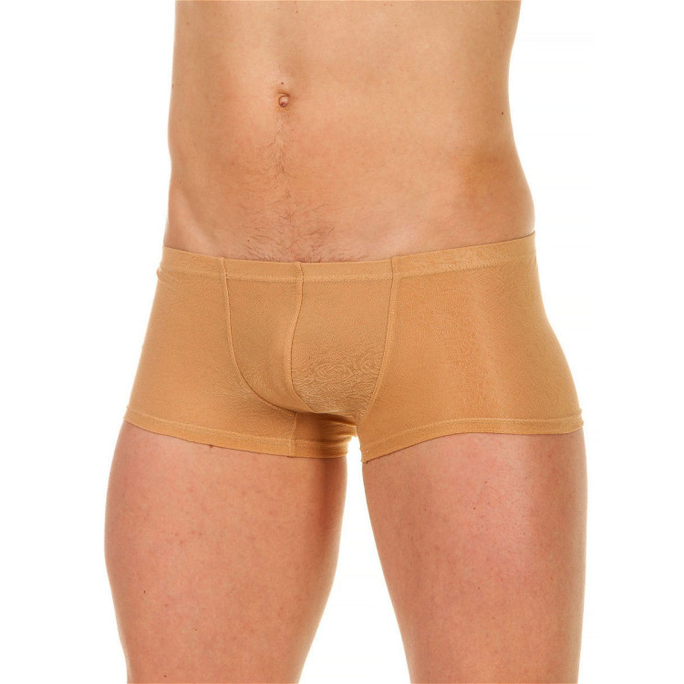 Бежевые трусы-хипсы с текстурой в виде роз на ткани Beige Rose Boxer 