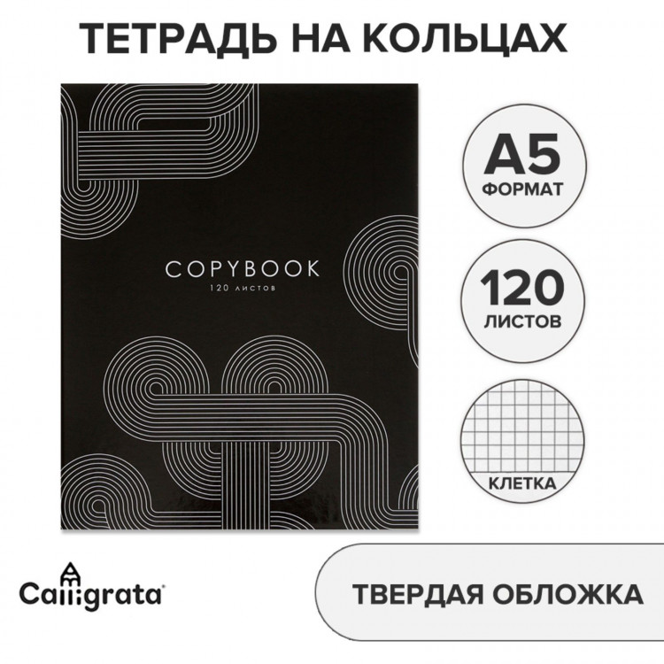 Тетрадь на кольцах A5 120 листов в клетку Calligrata  Графика , обложка 7БЦ, блок офсет 