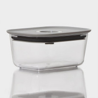 Серый прямоугольный ланч-бокс с вакуумным клапаном (360 мл.)