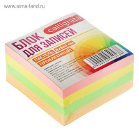 Блок бумаги для записей, на склейке, Calligrata, 8х8х4 см, 80 г/м2, цветной, пастель