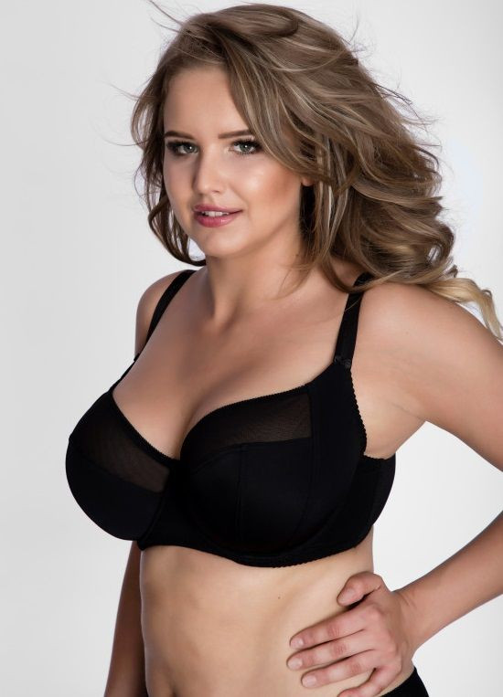 Бюстгальтер с мягкой чашкой plus size из микрофибры и двойной сетки 