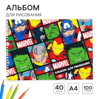 Альбом для рисования А4, 40 листов 100 г/м², на пружине, Мстители.