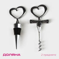 Набор для вина «Сердца»: штопор и фигурная пробка
