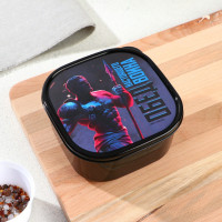 Черный квадратный ланч-бокс «Обед воина» (700 мл.)