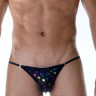 Черные мужские трусы-танга с разноцветными блестящими звездами Черные мужские трусы-танга с разноцветными блестящими звездами