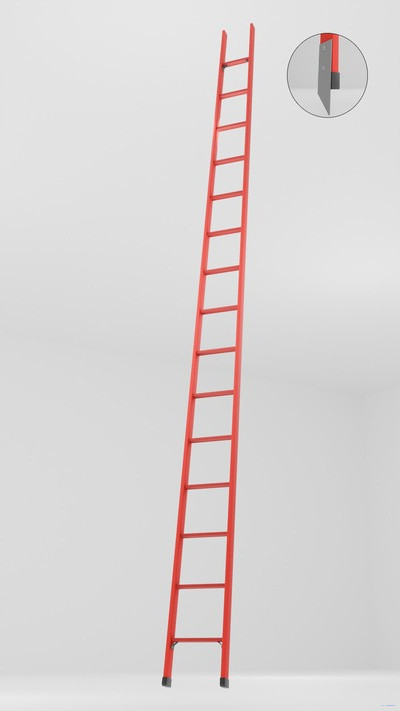 ЛСПД-4,0ТМГ односекционная диэлектрическая стеклопластиковая лестница Телеком, металлические оконцеватели h=4200мм, ступ.15 