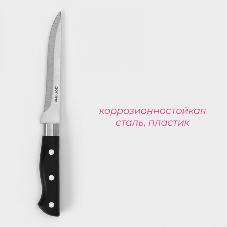 Нож обвалочный Доляна «Кронос», лезвие 14 см, цвет чёрный 