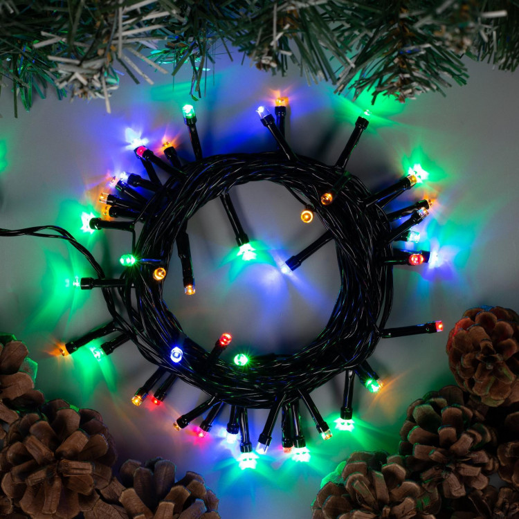 Гирлянда «Нить» 5 м, IP20, тёмная нить, 50 LED, свечение мульти, 8 режимов, 220 В 