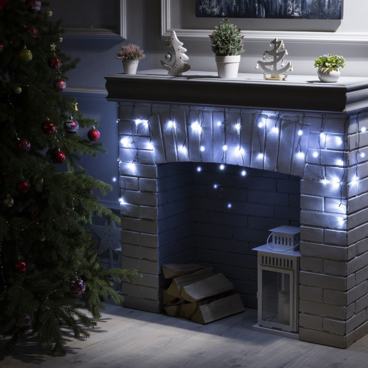 Гирлянда «Бахрома» 1.8 × 0.5 м, IP20, тёмная нить, 48 LED, свечение белое, 8 режимов, 220 В 