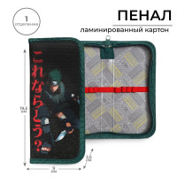 Пенал 1 секция, 90 х 195 х 25 мм, Calligrata  Аниме боец , ламинированный картон