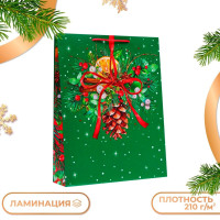 Новый год. Пакет подарочный  Шишка , 33 х 42,5 х 10 см.