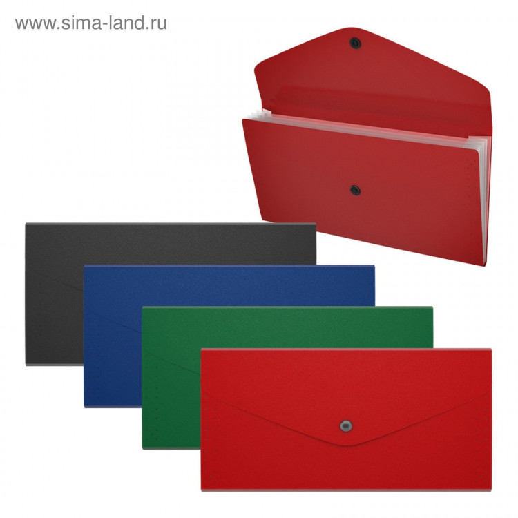 Папка-картотека, 260 х 132 мм (Travel), 4 отделения, 400 мкм, ErichKrause  Matt Classic , на кнопке, тиснение  песок , микс 