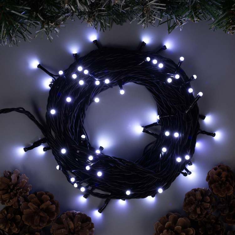 Гирлянда «Нить» 10 м, IP44, УМС, тёмная нить, 72 SMD-LED, свечение белое, 220 В 