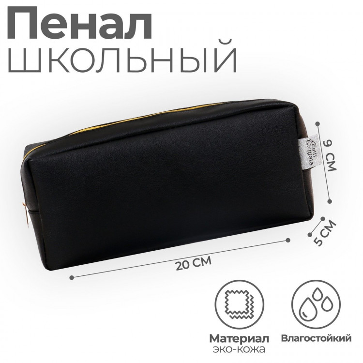 Пенал мягкий, 1 отделение, 90 х 200 х 50 см, объёмный, искусственная кожа, Calligrata  Черно-золотой  