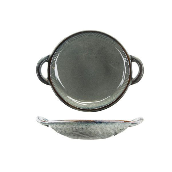 Блюдо для подачи «Арарат» овальное с ручками;керамика;,H=55,L=300,B=225мм;серо-голуб. 