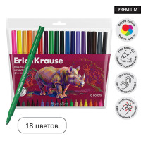 Фломастеры 18 цветов, ErichKrause,  Safari Ultra Washable  микс