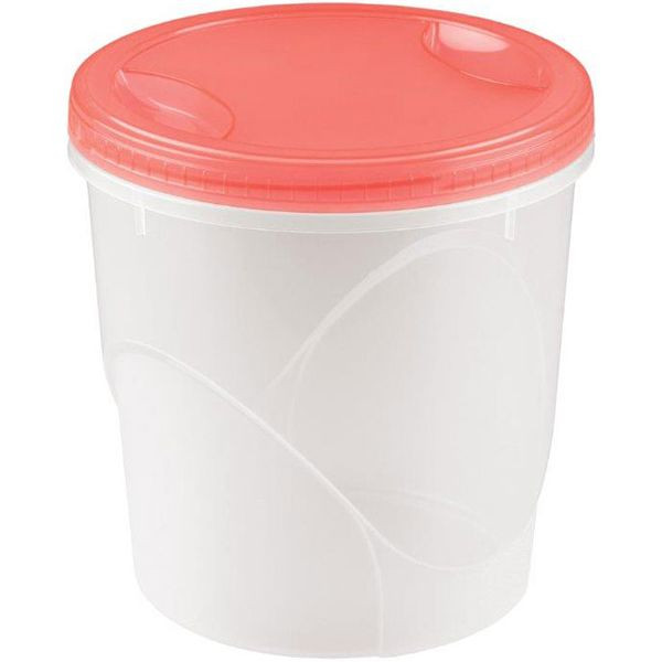 Контейнер для продуктов с завинчивающейся крышкой;полипроп.;1,8л;D=15,3,H=13,3см;прозр.,красный 