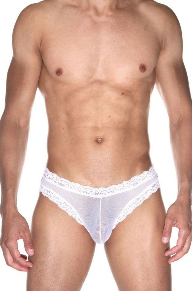 Белые полупрозрачные трусы-бразилиана 