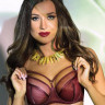 Бордовый бюстгальтер на косточках plus size с декоративными бретелями