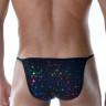 Черные мужские трусы-танга с разноцветными блестящими звездочками Черные мужские трусы-танга с разноцветными блестящими звездочками