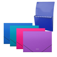 Папка-картотека, А4, 12 отделений, 700 мкм, ErichKrause  Diagonal Vivid , на резинке, тиснение, микс