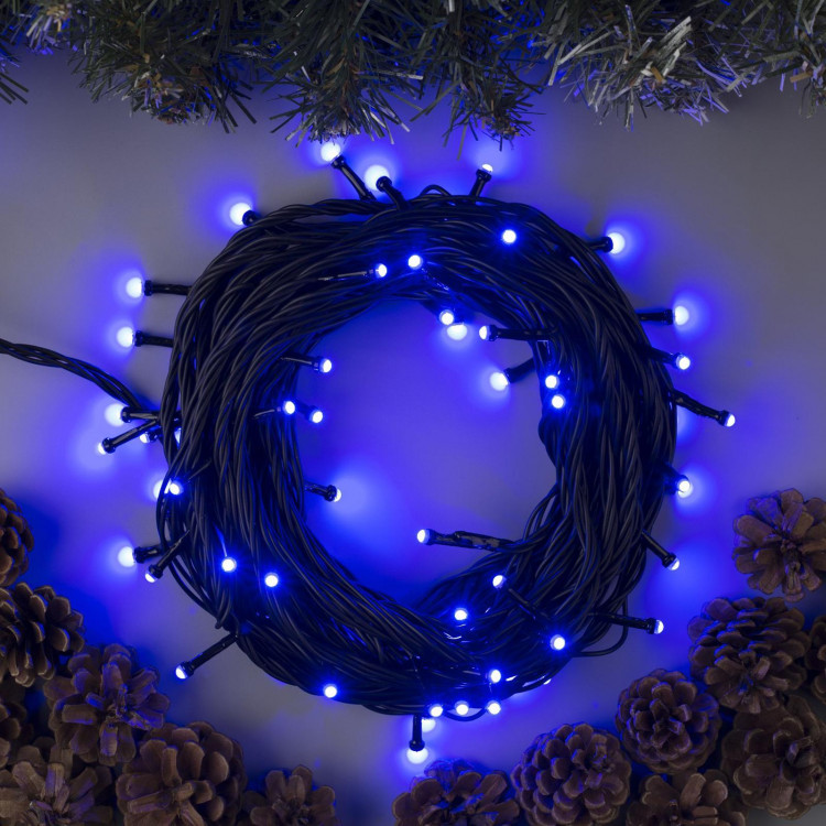 Гирлянда «Нить» 10 м, IP44, УМС, тёмная нить, 72 SMD-LED, свечение синее, 220 В 