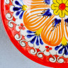 Конфетница Риштанская Керамика  Цветы , красная