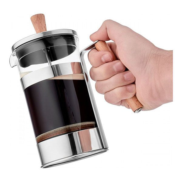 Френч-пресс «Тауэр»;стекло борос.,сталь нерж.;0,6л;D=11,H=19,5,B=13см;прозр.,стальной 