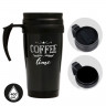 Черная термокружка с рисунком Coffee time (400 мл.)