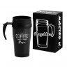 Черная термокружка с рисунком Coffee time (400 мл.)
