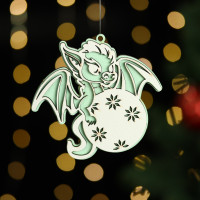 Ёлочная игрушка  Дракоша , дерево, двухслойный, зеленый
