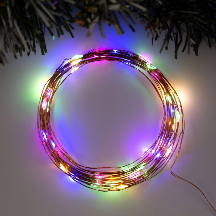 Гирлянда «Нить» 5 м роса, IP20, медная нить, 50 LED, свечение мульти, USB 
