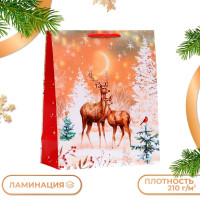 Новый год. Пакет подарочный  Олени , 26 х 32 х 12 см.